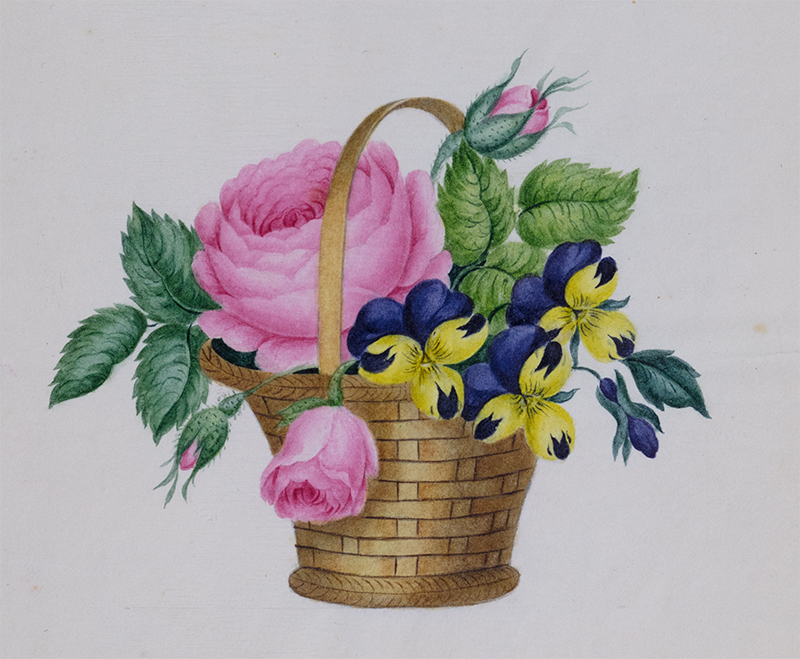 Sarah Ann Hays [Mordecai], Flower Basket, in her commonplace book (1823–94). Courtesy of AJHS.