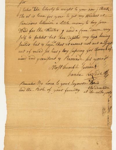 “Application for assistance from Hanna[h] Louzada, New Brunswick, N.J.,” Nov. 9, 1761. Papers of Jacques Judah Lyons, P-15. Courtesy of the American Jewish Historical Society.