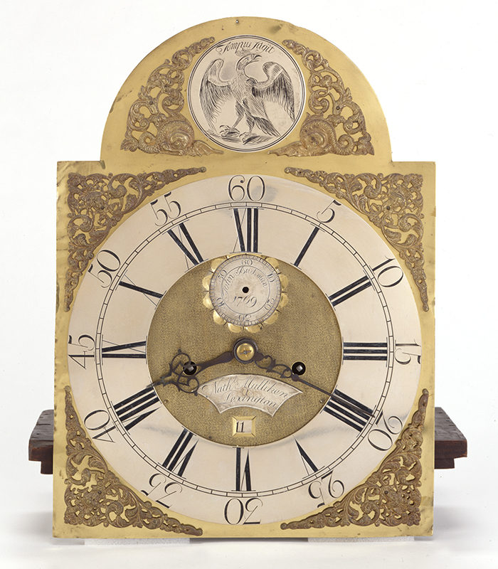 Figure 4. Nathaniel Mulliken, Clock, Concord, 1769. Concord Museum, Gift of the Decorative Arts Fund with assistance of Malcolm Mahan; F2512.