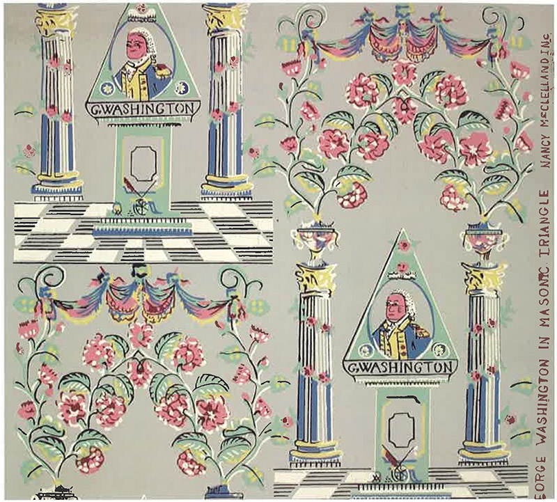 WOOD: Nancy McClelland, Inc., George Washington In Masonic Triangle, 1930–1950. Screen-print on paper. Historic New England.