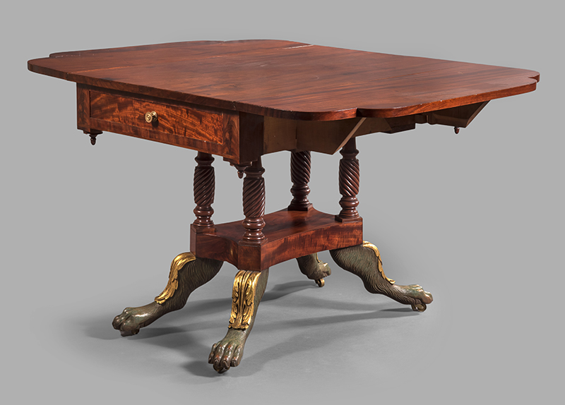 Figure 1. Shop of James Woodward, Breakfast Table, 1819, Norfolk, VA. Mahogany, poplar, white pine, and sycamore. MESDA Purchase Fund, 3813.
