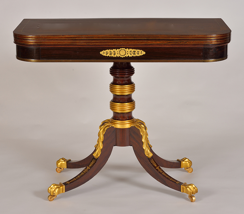 Figure 3. Attributed to Duncan Phyfe, Card Table, c. 1822. Rosewood, brass. CAHPT, Acc. No. 03050. Photo by Doug Baz.