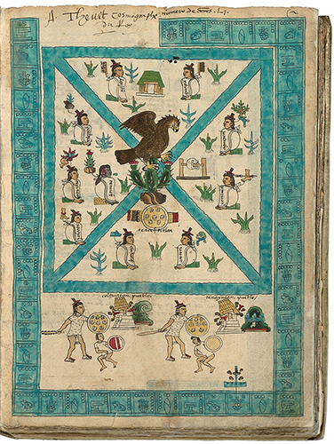 Figure 3. Frontispiece of the Codex Mendoza, c. 1540, Mexico. Pigment on paper. Bodleian Libraries.