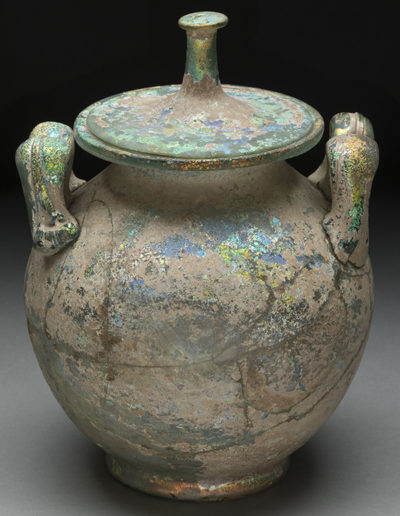 Roman, Burial Urn, 1-99 CE. Glass. New Orleans Museum of Art, Gift of Mrs. Frederick M. Stafford in honor of the 75th Anniversary, 86.40.