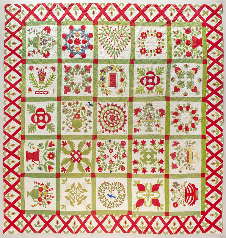 Deckel, E. C., Album Quilt, 1848, Baltimore, MD. Cotton. Museum of Early Southern Decorative Arts, Gift of Bridget and Al Ritter, 5840.