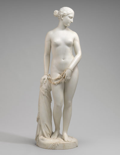 Hiram Powers, The Greek Slave, model 1841-1843, carved 1846, Florence, Italy. Seravezza marble. National Gallery of Art, Corcoran Collection (Gift of William Wilson Corcoran), 2014.79.37.