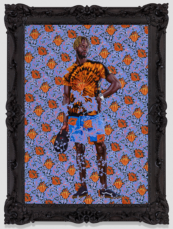Figure 5. Kehinde Wiley, A Portrait of a Young Gentleman, 2021. Oil on linen, canvas. © Kehinde Wiley. Commissioned through Roberts Projects, Los Angeles; Gift of Anne F. Rothenberg, Terry Perucca and Annette Serrurier, and the Philip and Muriel Berman Foundation. Additional support was provided by Laura and Carlton Seaver, Kent Belden and Dr. Louis Re, and Faye and Robert Davidson, 2021.7.