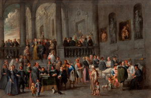 Figure 5. Cornelis de Waels, To Visit the Sick, c. 1640, shows a view of the Pammatone Hospital. Musei di Strada Nuova.