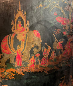 Figure 6. Detail of the Chinoiserie wallpaper, c. 1910, in the Strawberry Hill Room at Beauport.