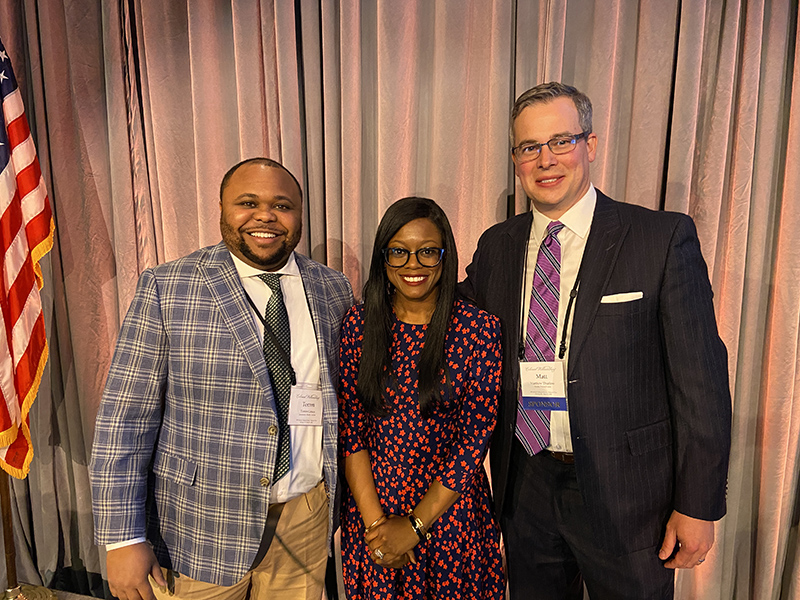 Torren Gatson, PhD and Tiffany Momon, PhD from the Black Craftspeople Digital Archive (2021 Prize recipient) with Trust Executive Director Matthew Thurlow.