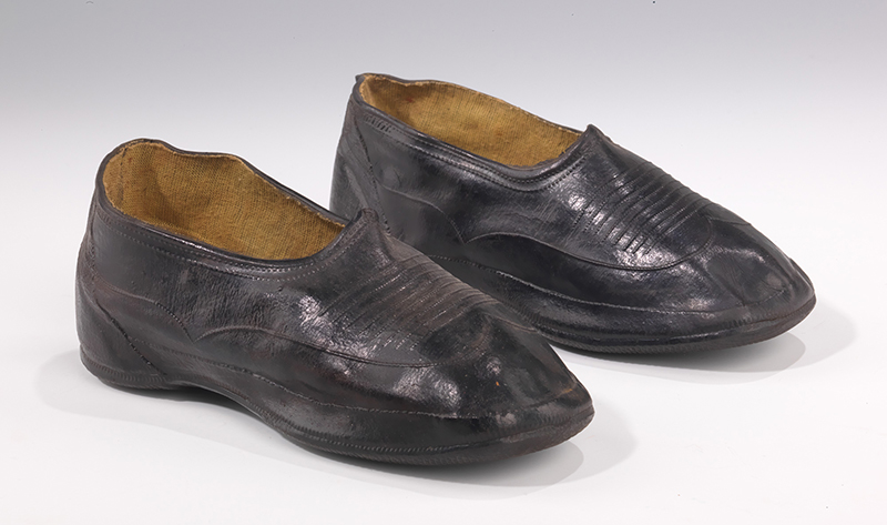The vulcanization process that allowed rubber to be introduced into the clothing industry in the 1850s relied on carbon disulfide, the same neurotoxic chemical used to produce rayon in the 20th century (Thanhauser, 159). Meyer Rubber Company, Galoshes, c. 1886, United States. Brooklyn Museum Costume Collection at The Metropolitan Museum of Art, Gift of the Brooklyn Museum, 2009, Gift of C. Otto von Kienbusch, 1971, 2009.300.3352a,b.
