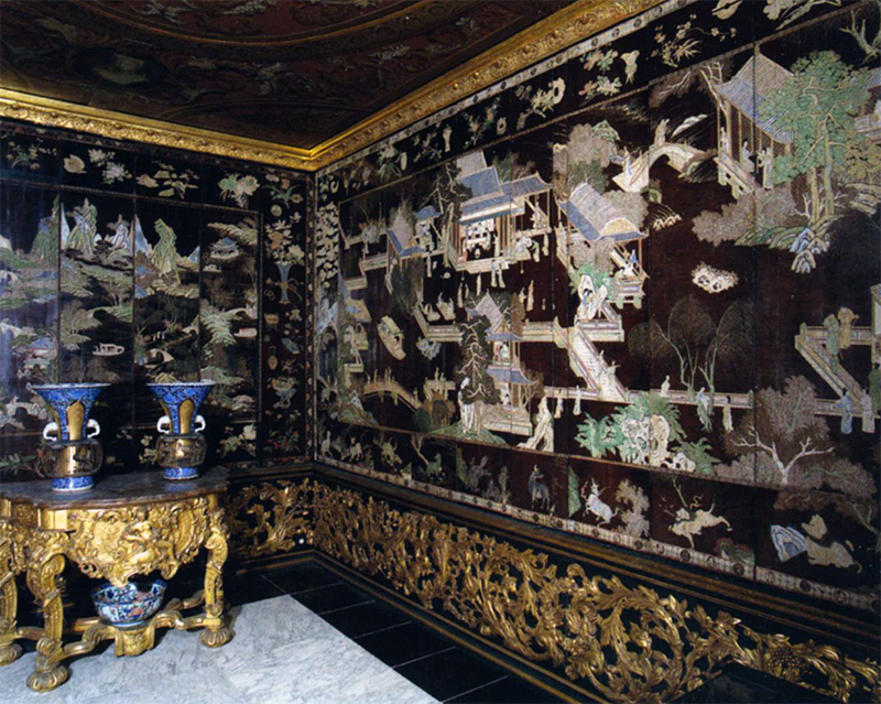 Figure 4. Lacquer Room from the Royal Court in Leeuwarden (as arranged in the Rijksmuseum until 2003), before 1695. Japanese and Chinese lacquer. Rijksmuseum, BK-16709. Photo from Jan van Campen, “Reduced to a heap of monstrous shivers and splinters,” 136.