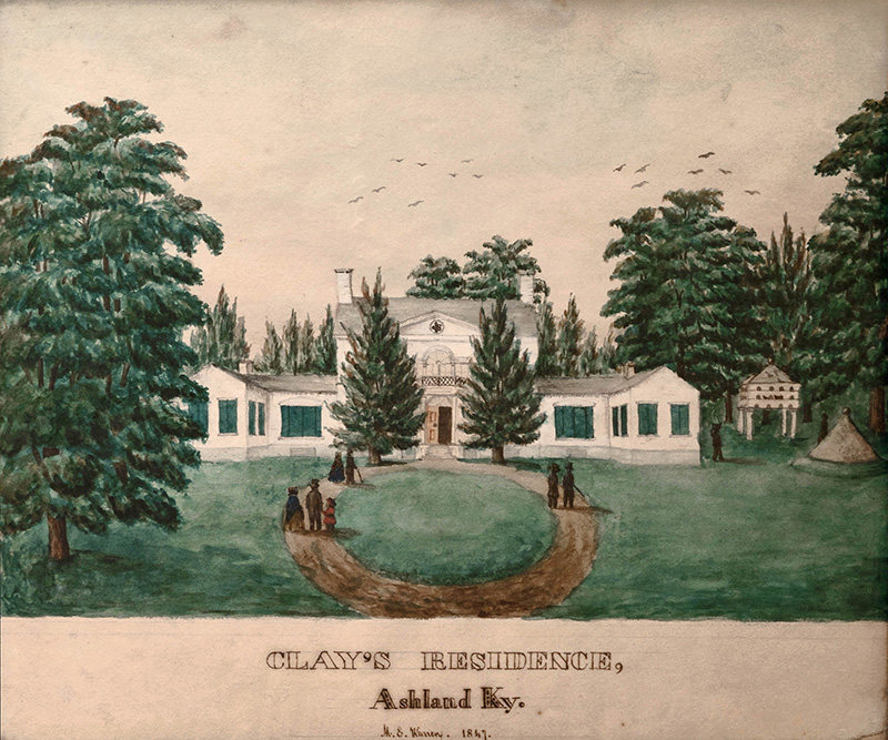 M. E. Warren, Clay's Residence, Ashland Ky., 1847. Watercolor. Courtesy of The Cox Collection.