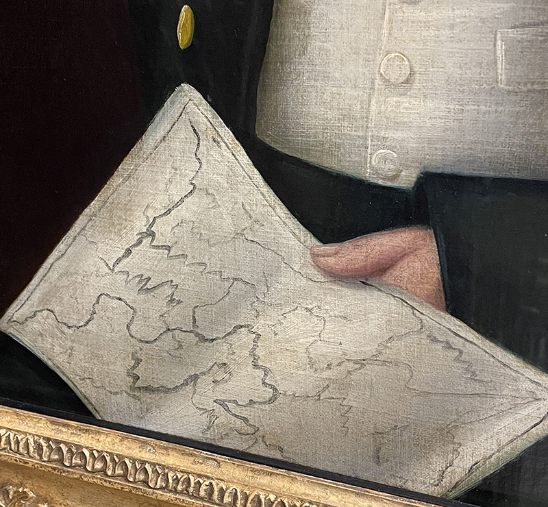 Figure 5. Detail of Gentleman of the Shure Family, by Joshua Johnson, c. 1810, BMA 1972.78.1.