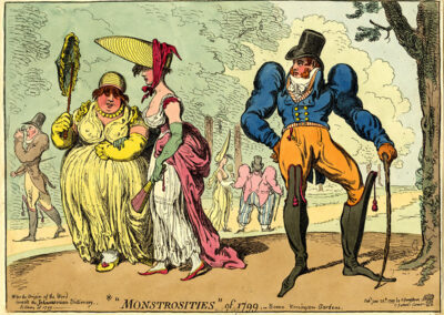 Figure 2. James Gilray, Monstrosities of 1799, hand colored etching on paper, 1799, England. British Museum, 1851,0901.987.