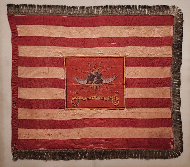 Second Continental Light Dragoons regimental flag, 1776–99. Silk and silver fringe. The Middleton Family Collection.