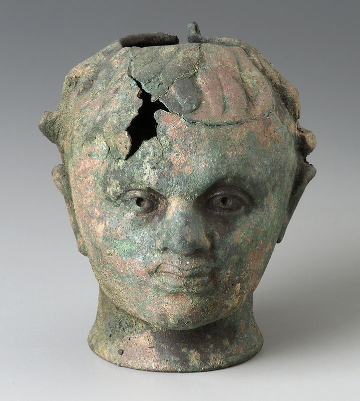 Figure 2. Balsamarium, probably 2nd–3rd centuries CE, Greco-Roman. Bronze, Height: 8.9 cm (3 1/2 in.), Museum of Fine Arts, Boston, Museum purchase with funds donated by contribution, 01.7468, Photograph © December 2025 Museum of Fine Arts, Boston.