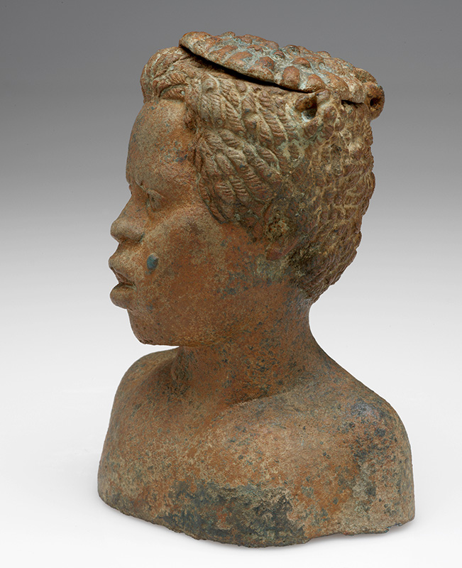 Figure 3. Balsamarium, 2nd–3rd century CE. Samandhond, Greek, probably from Egypt. Bronze. Rhode Island School of Design Museum, Providence, Gift of Mrs. Gustav Radeke, 11.035.