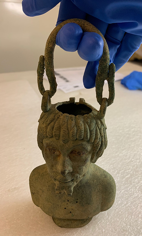 Figure 4. Balsamarium, 2nd century CE, Roman Empire. Bronze. Brooklyn Museum, Gift of the Florence and Carl L. Selden Foundation Inc., 74.41. Photo by author.