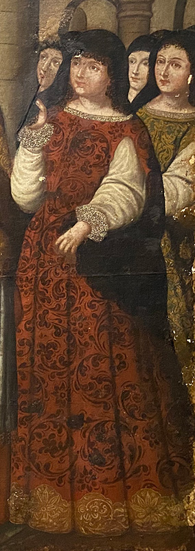 Figure 3. Attributed to Joaquín Gutiérrez. Baptism of St. John of Jerusalem (detail), c. 1750. Oil on canvas. Private collection, on long-term loan to Universidad de los Andes, 47801.