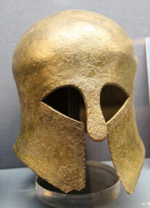 Bronze Corinthian helmet, Museum of Greek Culture.
