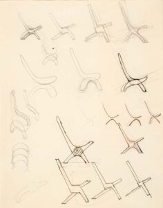 Figure 3. Josef Albers, Studies for a Mexican chair, c. 1940. Pencil, red pencil, and black ink on paper. The Josef and Anni Albers Foundation, 1976.3.113. © The Josef and Anni Albers Foundation/Artists Rights Society (ARS), New York, 2022. Photo by Tim Nighswander/Imaging4Art.