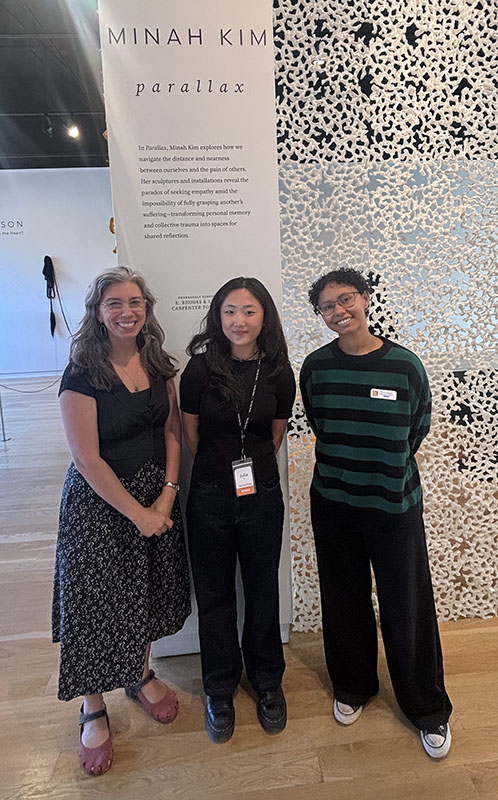 At the Clay Studio (left to right): Jennifer Zwilling, Curator and Director of Artistic Programs; Julia Yun, IDEAL Intern; and Trinity Dubois, Exhibition & Development Coordinator.