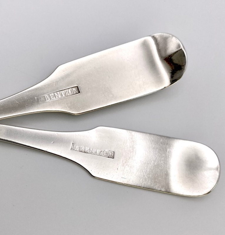 Figure 3. Peter Bentzon, Tablespoons, 1806–48, Philadelphia, PA, or St. Croix, Virgin Islands. Silver. DAR Museum, 2024.25.1-2. Image courtesy of the DAR Museum, 2025.