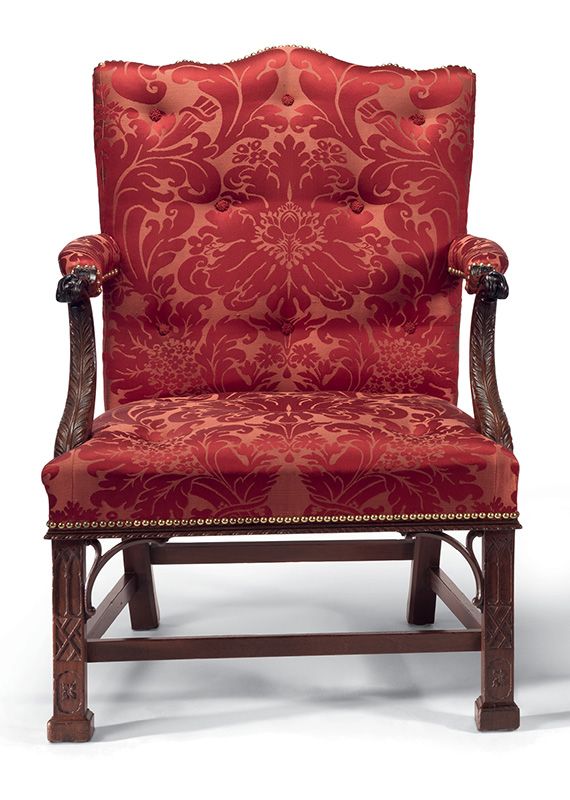 Figure 4. Attributed to Thomas Affleck, French chair (armchair), c. 1766, Philadelphia, PA. Mahogany, white oak. Photograph © Bruce M. White 2023.