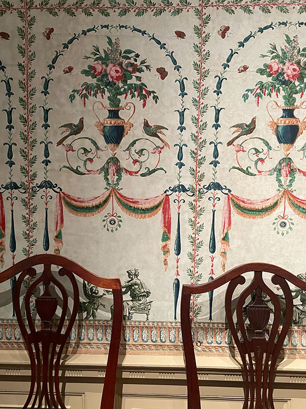 This reproduction of French wallpaper is rarely seen by the public.