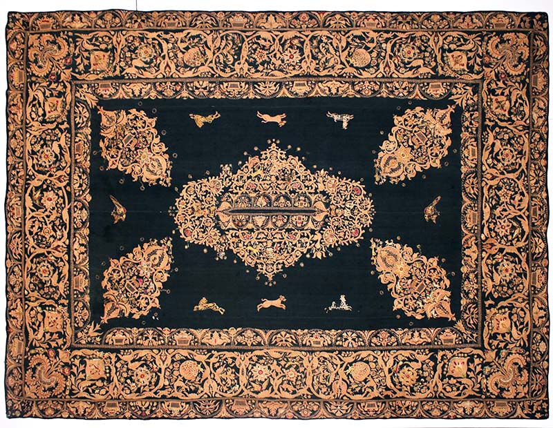 Poncho, 1730-80, Peru. Cotton fabric embroidered with camelid and silk fibers. Museo de Arte de Lima (MALI), Donated in memory of Jorge Benavides de la Quintana, 2018.69.1.