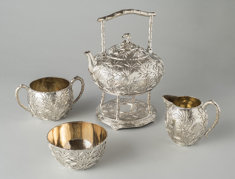 Designed and made by Wang Hing, Imported and retailed by Tiffany & Co., Tea set, c. 1880, New York. Silver. High Museum of Art, Virginia Carroll Crawford Collection, 1986.188.1.