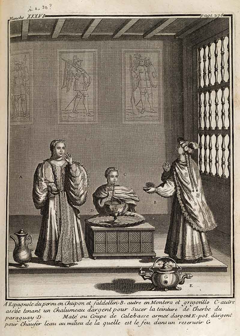 Figure 3. Bernard Picart, Engraving, (1673–1733), “Espagnole du perou en Chupon et faldellin.” Page 236/7, plate 36, Amédée François Frézier, Relation du Voyage de la Mer du Sud aux cotes du Chili, du Perou, et du Bresil, fait pendant les années 1712, 1713 & 1714. Hispanic Society of America, 54818. Courtesy of the Hispanic Society Museum & Library, New York.