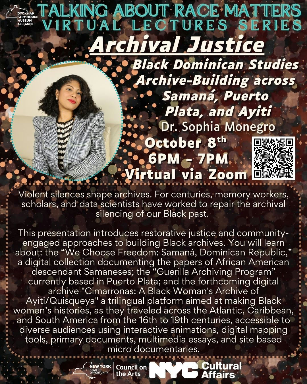 [VIRTUAL] Talking About Race Matters 2025: “Archival Justice: Black Dominican Studies Archive-Building across Samaná, Puerto Plata, and Ayiti” with Dr. Sophia Monegro