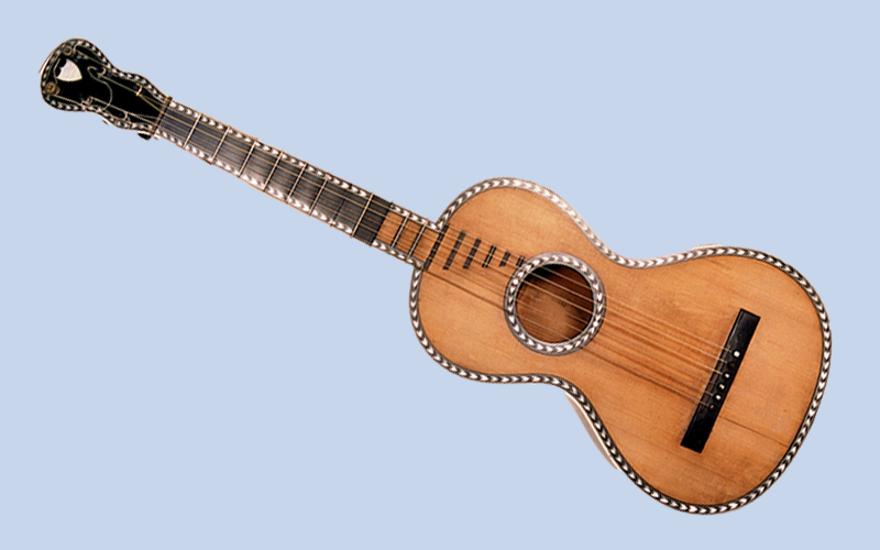 Cabasse-Visnaire L'ainé, Guitar, c. 1820, Spain. Norway spruce, Brazilian rosewood, ebony, mother of pearl. The Hermitage. Photo courtesy of the Andrew Jackson Foundation.