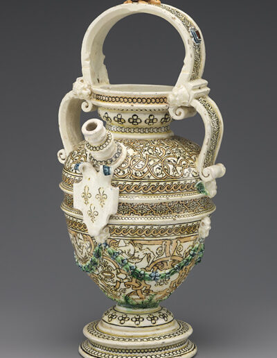 Figure 5. Saint-Porchaire ware ewer (biberon), mid-16th century, France. Glazed earthenware. The Frick Collection, Gift of Alexis Gregory, 2020. Photo by Joseph Coscia Jr.
