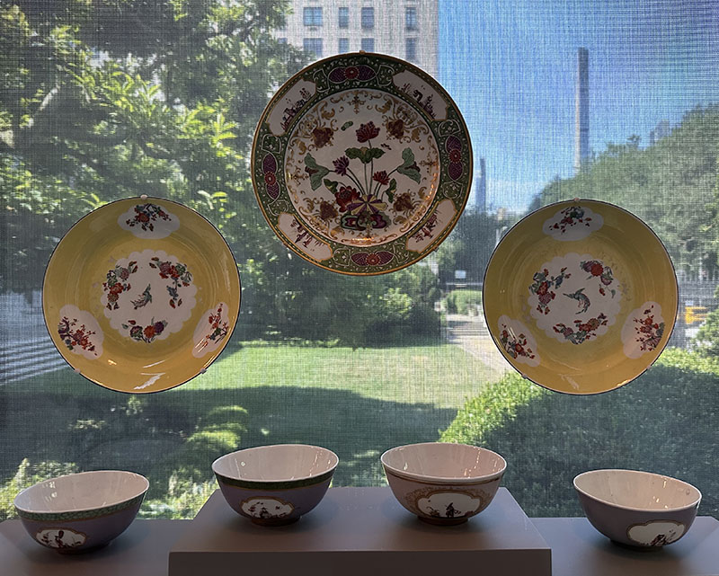 The Portico Gallery, Case 11, in the Frick Collection. All objects were produced by the Meissen Porcelain Manufactory (German, active 1710–present) and are the gift of Henry H. Arnhold, 2019.