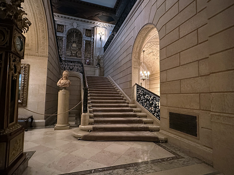 Foot of Stairs and Landing leading to the newly opened second floor of the Frick Collection.