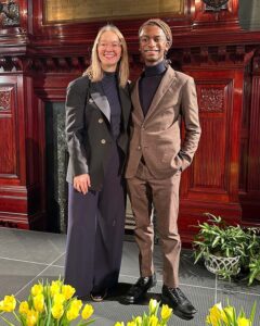 Neil Grasty (right) was the High Museum of Art's IDEAL Intern in 2023-24. His research on furniture maker Brooks Thompson was featured during the Decorative Arts Trust's Emerging Scholars Colloquium, after which he was photographed with the High's Curator of Decorative Arts and Design Monica Obniski (left).