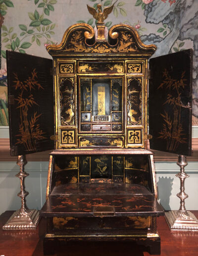 Figure 2. Chinese export lacquered miniature desk and bookcase (interior) at Winterthur Museum, Gardens, and Library, 1966.0779.