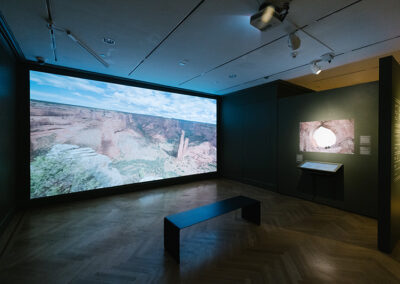 Figure 2. An immersive video by Rapheal Begay, with ambient sound by Connor Chee, shows panoramic imagery of culturally, cosmologically, and historically important locations in the Navajo homeland.