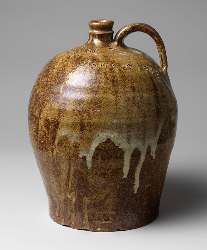 Figure 1. Dave (later recorded as David Drake), Stony Bluff Manufactory, Storage jar, 1857, Old Edgefield District, SC. Alkaline-glazed stoneware. Inscription: “I wonder where is all my relation / Friendship to all – and every nation / Lm Aug 16, 1857 Dave”. Collection of Greenville County Museum of Art. © Metropolitan Museum of Art. Photo by Eileen Travell.