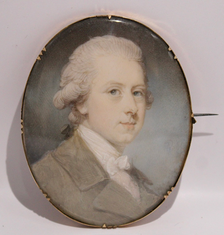 Figure 4. Portrait Miniature of Henry Hamilton, Governor of Bermuda, 1785–96, Bermuda. Watercolor on ivory in metal frame. Bermuda Historical Society. This photo by author, all rights reserved.