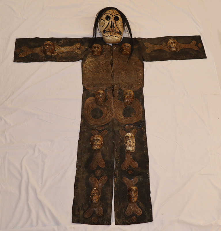 Figure 2. Skeleton suit, Mexico. Leather, paint, wood, horse hair. 2000.08.02. Image courtesy Museo De Las Américas, Denver, CO.