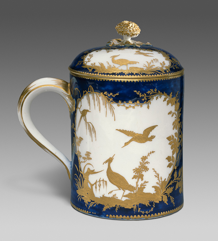 Figure 3. Made by Vincennes Porcelain Manufactory, Tankard, c. 1753, Vincennes, France. Soft-paste porcelain with gilding. Purchase: Nelson Gallery Foundation, F84-53 A,B. Image courtesy The Nelson-Atkins Museum of Art, Kansas City, MO.
