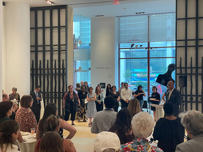 Eric Prior, President and CEO of PAFA, welcomes guests to the opening of 𝘚𝘦𝘦𝘪𝘯𝘨 𝘗𝘩𝘪𝘭𝘢𝘥𝘦𝘭𝘱𝘩𝘪𝘢.