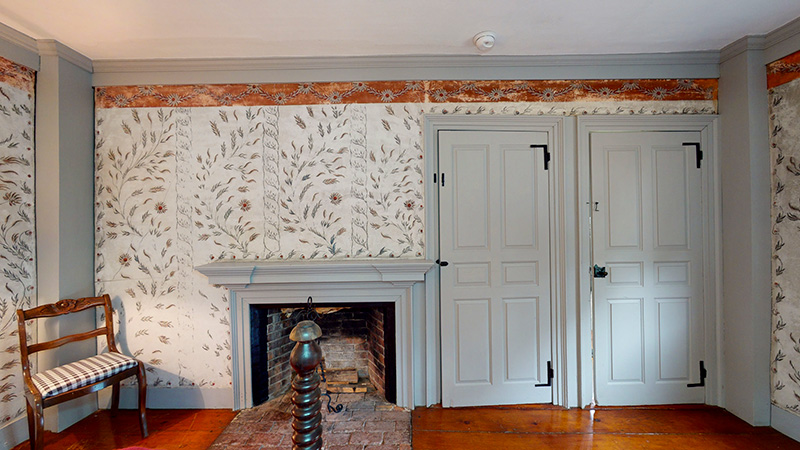 Figure 1. Fireplace wall in the Putnam-McDaniel House Bedchamber. All images courtesy of the Center for Painted Wall Preservation.