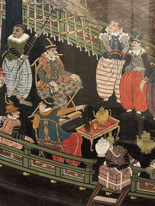 Figure 4. Attributed to Kano Domi, Detail of a Folding Screen (one of a pair), 1593, Nagasaki, Japan. Museu Nacional de Arte Antiga.