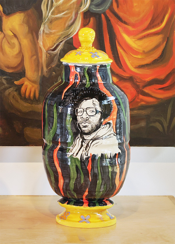 Figure 2. Roberto Lugo, ๐๐ถ๐ฆ๐ด๐ต ๐๐ฐ๐ท๐ฆ ๐๐ข๐ด๐ฆ, 2026, Philadelphia. Glazed ceramic.