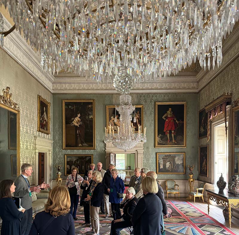 Figure 2. Trust Board President Brock Jobe and National Trust curator Megan Wheeler (at left) interpret Saltram’s Saloon.